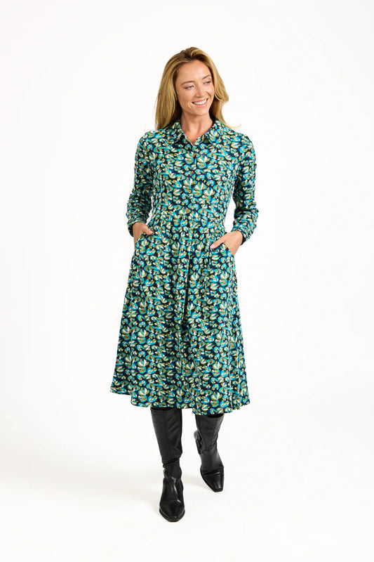 Blue Floral Print Jersey Dress