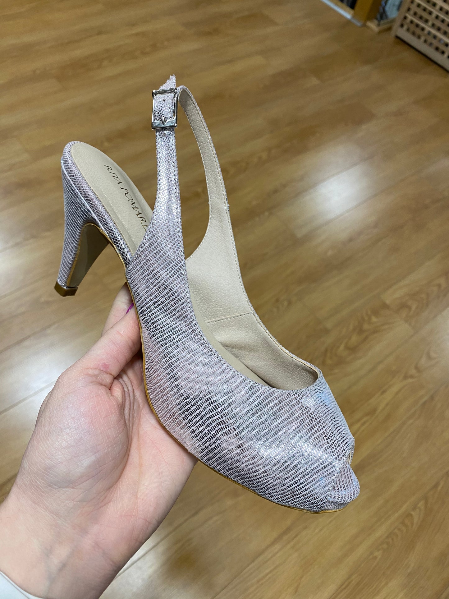 Rita Pomeras Blush/Silver Slingback Shoe