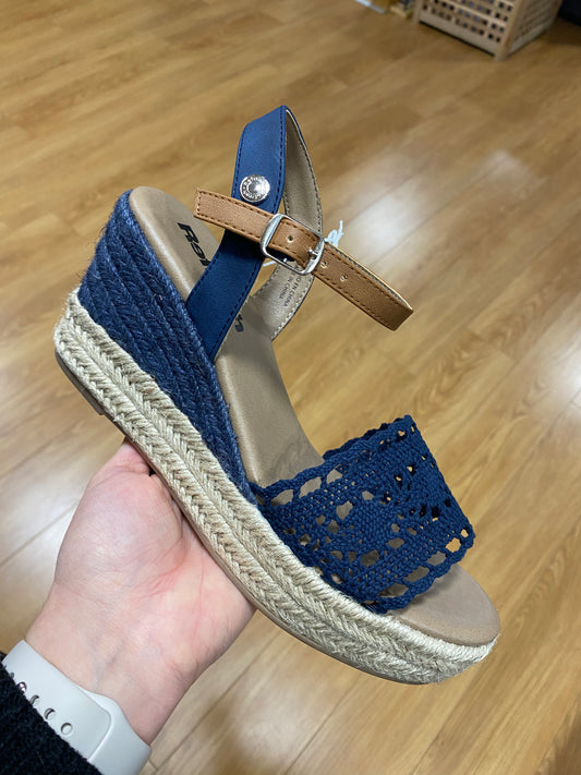 Refresh Navy Lace Espadrille Wedge