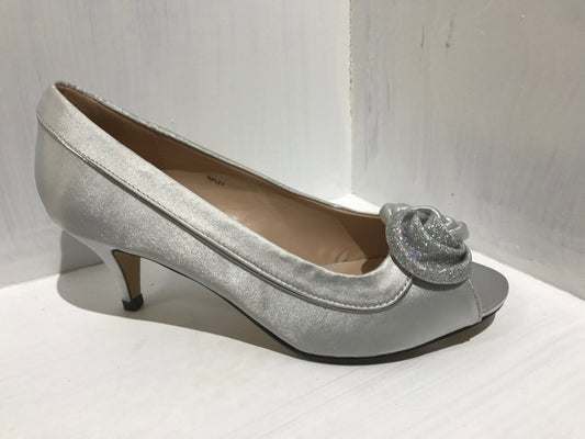 Lunar Ripley Silver Low Heeled Shoe - MJ Shoes